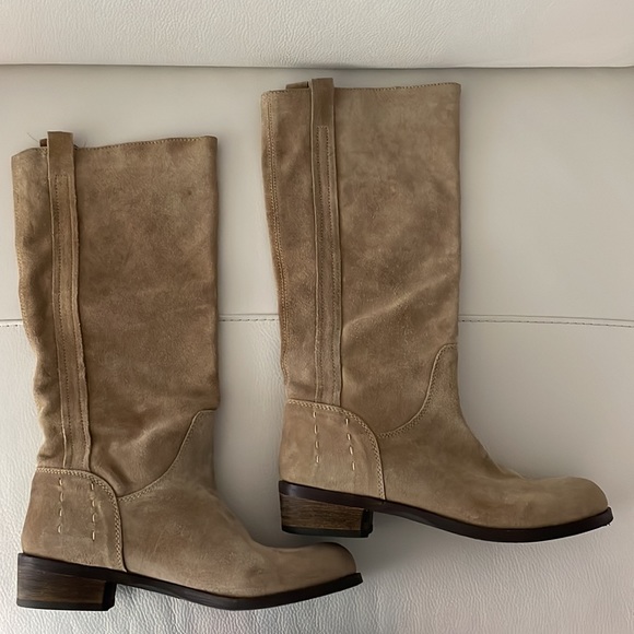 Vis-a-Vis Tall Suede Tan Boots - Picture 2 of 9